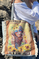  SHOE SHU | SUNFLOWER VINTAGE DENIM TOTE | Bohemian Love Runway