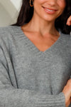 AVAMIA | SAVANNAH V-NECK KNIT SWEATER GREY | Bohemian Love Runway
