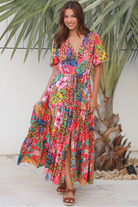 Wild Tropic Maxi Dress by Dreamcatcher tropical floral boho maxi dress Australia in 100% rayon with tiered skirt