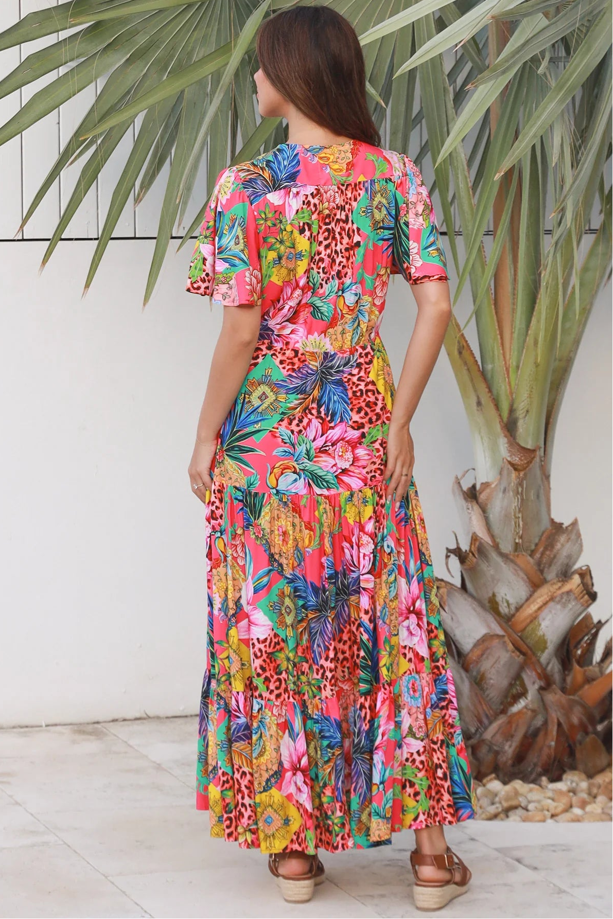 Wild Tropic Maxi Dress by Dreamcatcher tropical floral boho maxi dress Australia in 100% rayon with tiered skirt