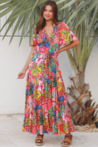 Wild Tropic Maxi Dress by Dreamcatcher tropical floral boho maxi dress Australia in 100% rayon with tiered skirt