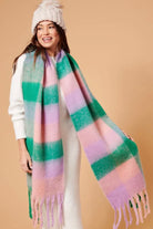  ANGELS WHISPER | PINK + GREEN CHECK FLUFFY SCARF | Bohemian Love Runway