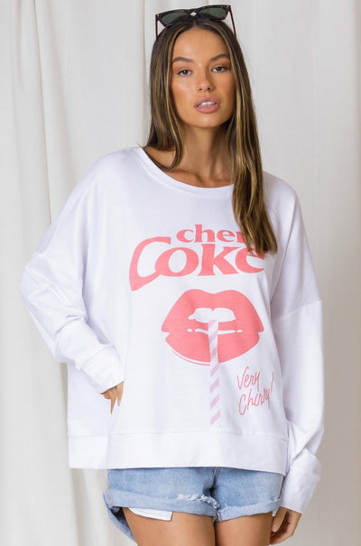LOVE LILY | WHITE Very Cherry Sweat | Bohemian Love Runway