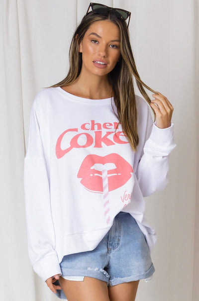 LOVE LILY | WHITE Very Cherry Sweat | Bohemian Love Runway