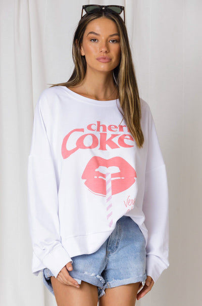 LOVE LILY | WHITE Very Cherry Sweat | Bohemian Love Runway