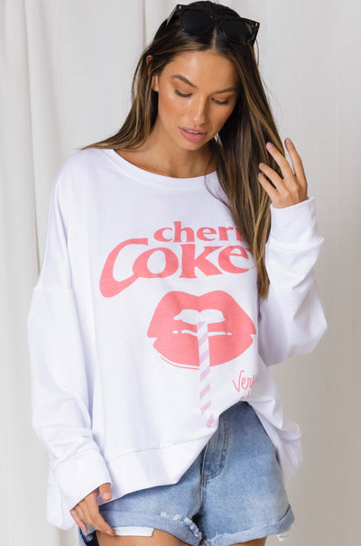 LOVE LILY | WHITE Very Cherry Sweat | Bohemian Love Runway
