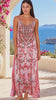 Model wearing the Mirage Rhinestone Detail Maxi Dress Pink by Peacock Feather in floral viscose crepe | Bohemian Love Runway 