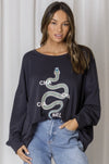 LOVE LILY | STEEL -SERPENT GRAPHIC PRINT COTTON SWEAT | Bohemian Love Runway