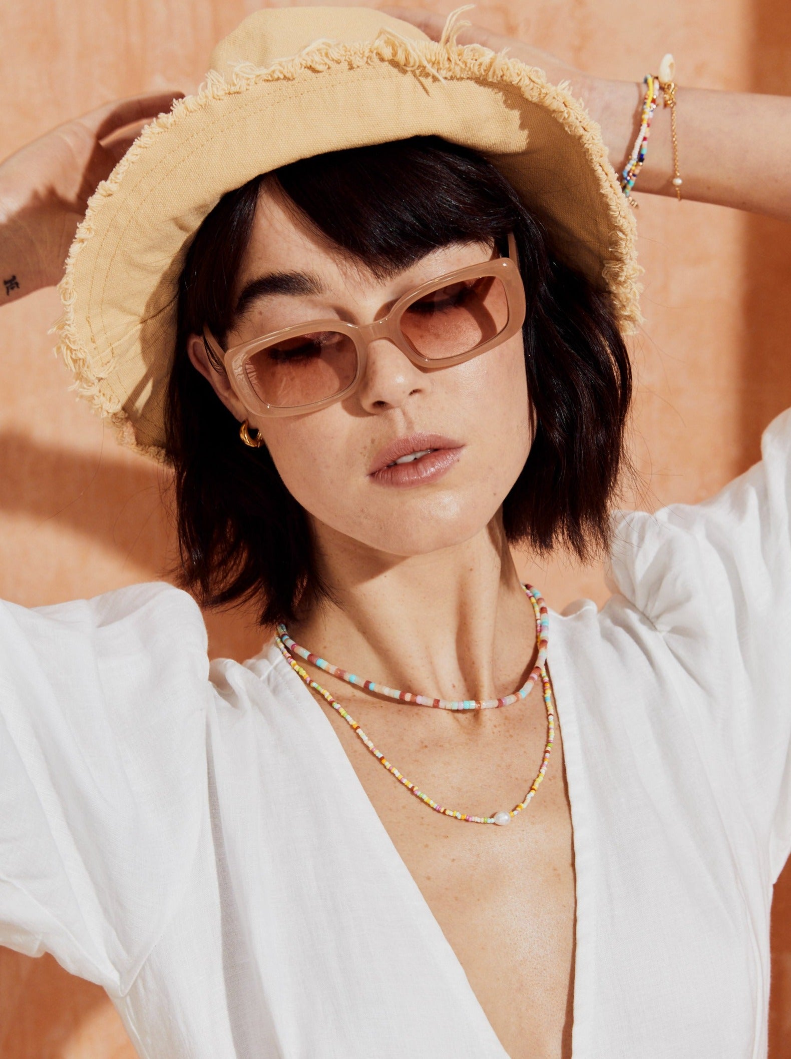  ANGELS WHISPER | PORTIA RECTANGULAR SUNGLASSES LATTE | Bohemian Love Runway