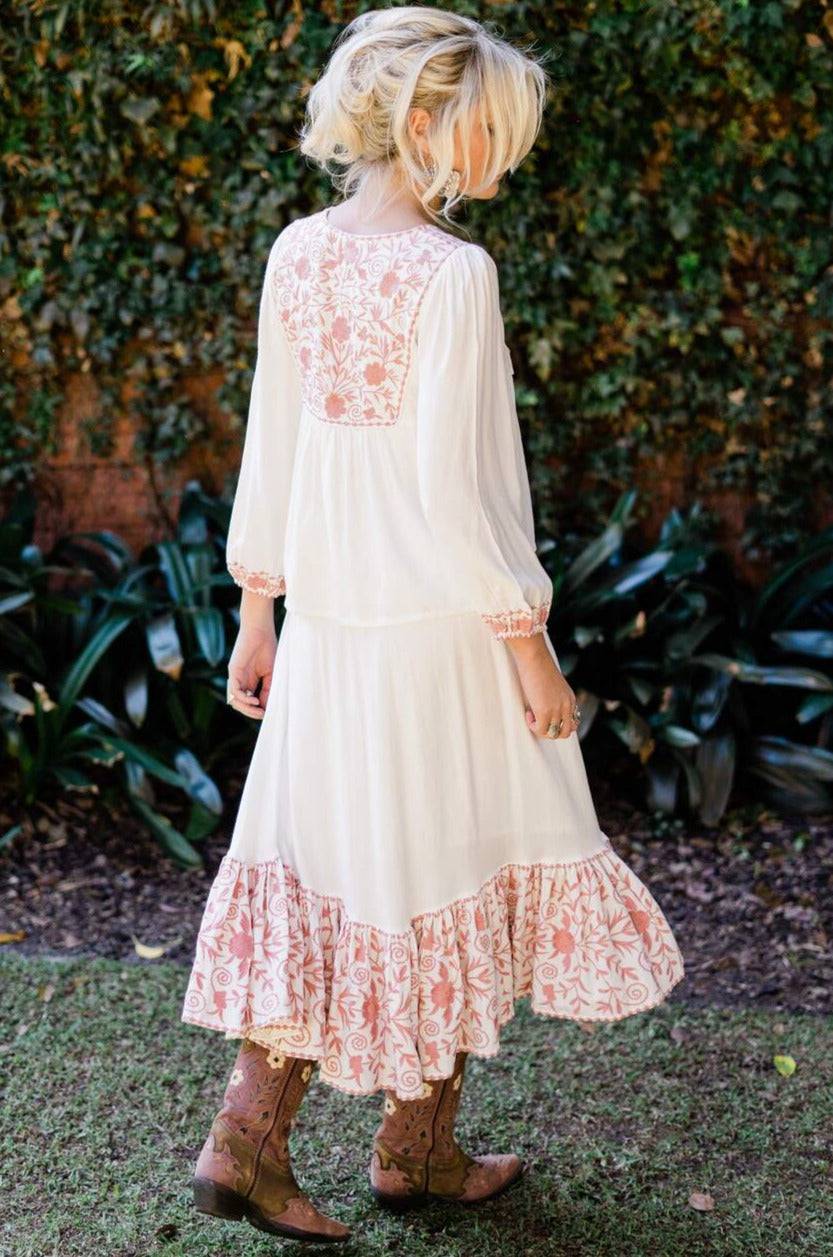 Boho maxi 2024 skirt white