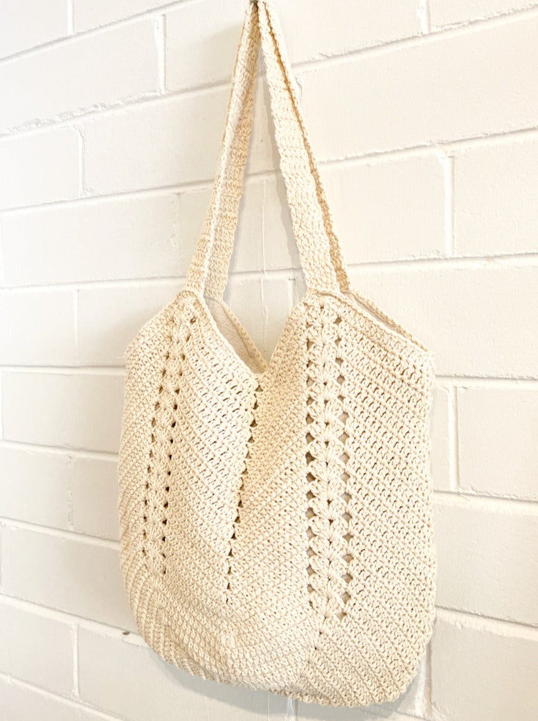  ANGELS WHISPER | EVERYDAY KNITTED CROCHET BAG OATMEAL | Bohemian Love Runway