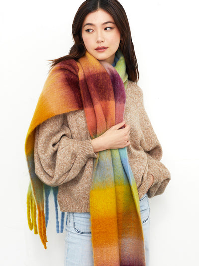 ANGELS WHISPER | AUTUMN FLUFFY CHECKERED SCARF | Bohemian Love Runway