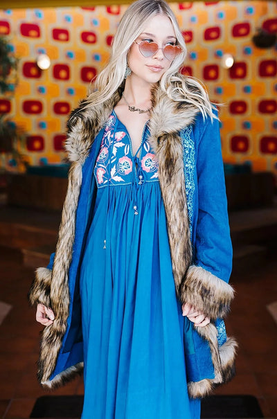 HOUSE OF SKYE | ALMOST FAMOUS PENNY LANE COAT SAPHIRE | Bohemian Love Runway