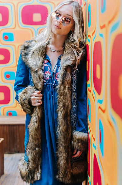 HOUSE OF SKYE | ALMOST FAMOUS PENNY LANE COAT SAPHIRE | Bohemian Love Runway