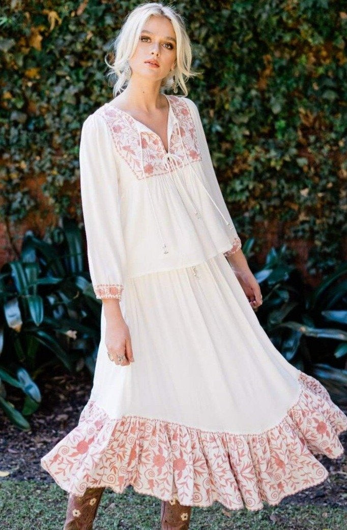  HOUSE OF SKYE | MEADOW ROSE MAXI SKIRT LILY WHITE | Bohemian Love Runway