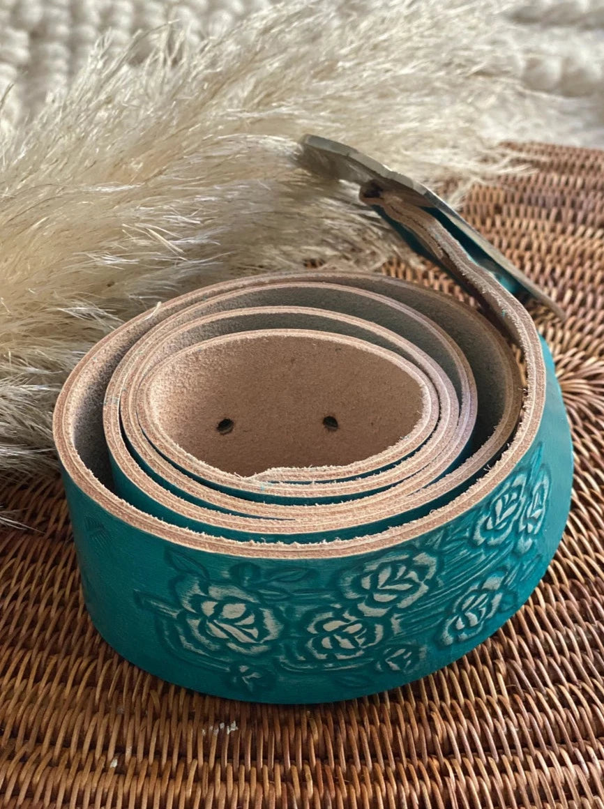  HOUSE OF SKYE | DESERT ROSE LEATHER BELT TURQUOISE | Bohemian Love Runway