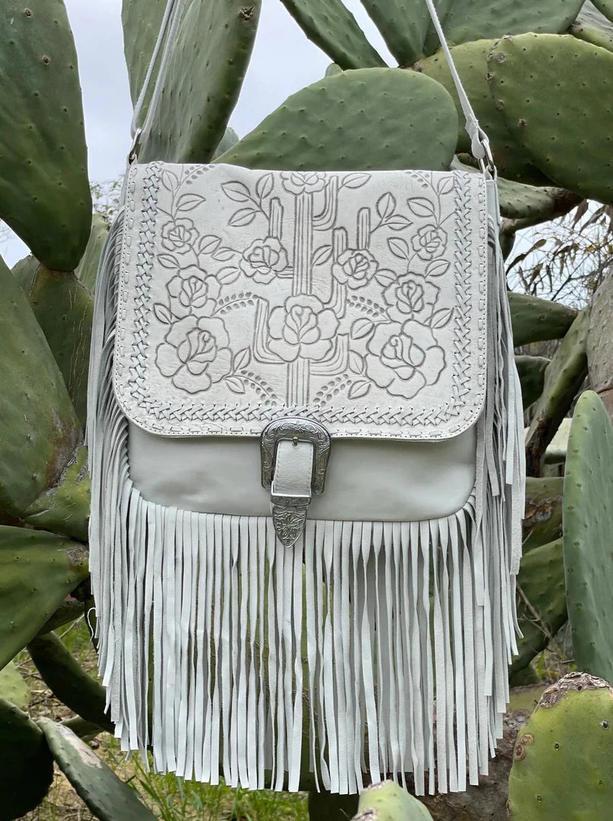 DESERT ROSE FRINGE BAG VINTAGE WHITE Bohemian Love Runway