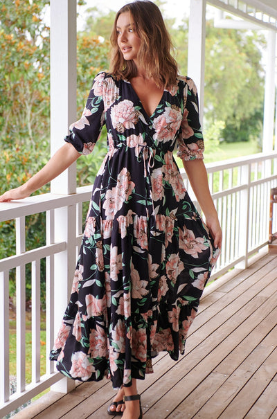 JAASE | PEACH WILD FLOWER TESSA MAXI DRESS | Bohemian Love Runway