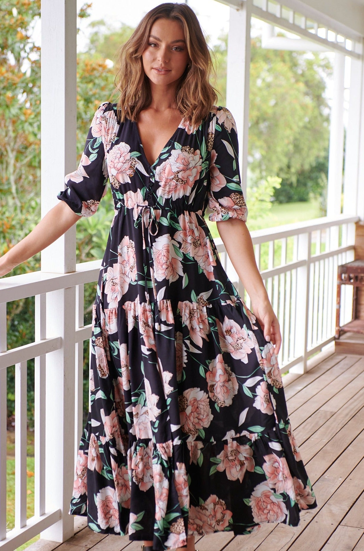 PEACH WILD FLOWER TESSA MAXI DRESS Bohemian Love Runway