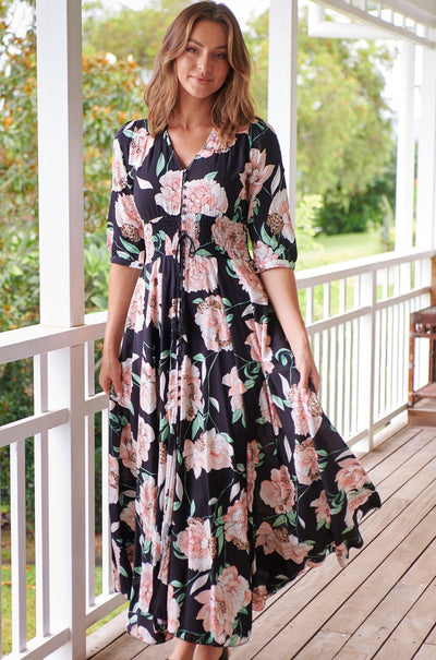 JAASE | PEACH WILD FLOWER INDIANA MAXI DRESS | Bohemian Love Runway