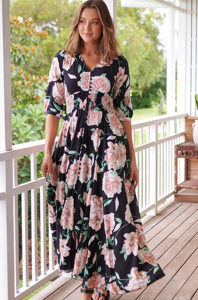 JAASE | PEACH WILD FLOWER INDIANA MAXI DRESS | Bohemian Love Runway