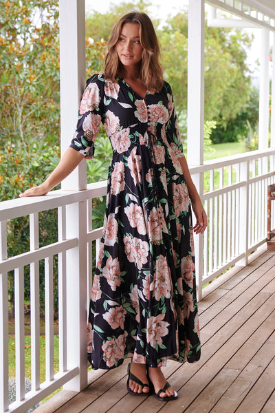 JAASE | PEACH WILD FLOWER INDIANA MAXI DRESS | Bohemian Love Runway