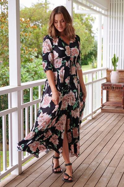 JAASE | PEACH WILD FLOWER INDIANA MAXI DRESS | Bohemian Love Runway