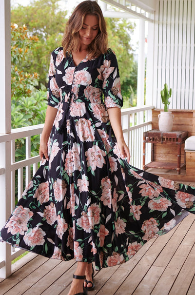 JAASE | PEACH WILD FLOWER INDIANA MAXI DRESS | Bohemian Love Runway