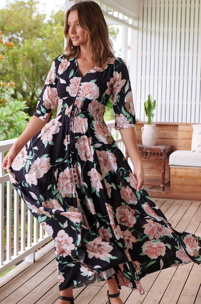 JAASE | PEACH WILD FLOWER INDIANA MAXI DRESS | Bohemian Love Runway