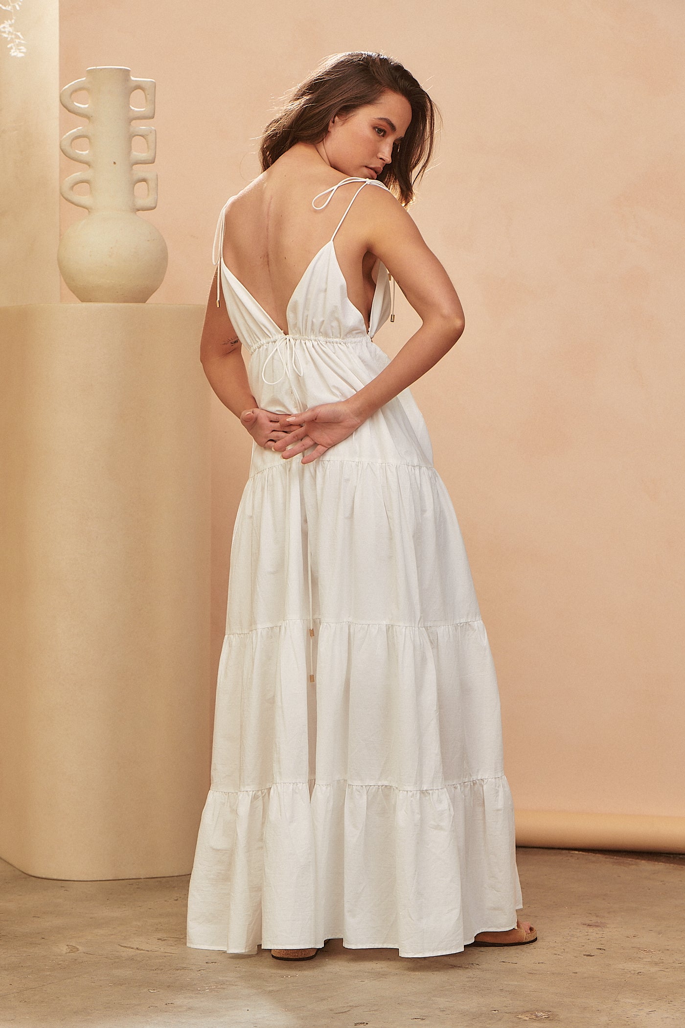  STATEMENT BY JAASE | BENITA MAXI DRESS COTTON CANDY WHITE | Bohemian Love Runway