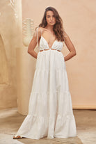  STATEMENT BY JAASE | BENITA MAXI DRESS COTTON CANDY WHITE | Bohemian Love Runway