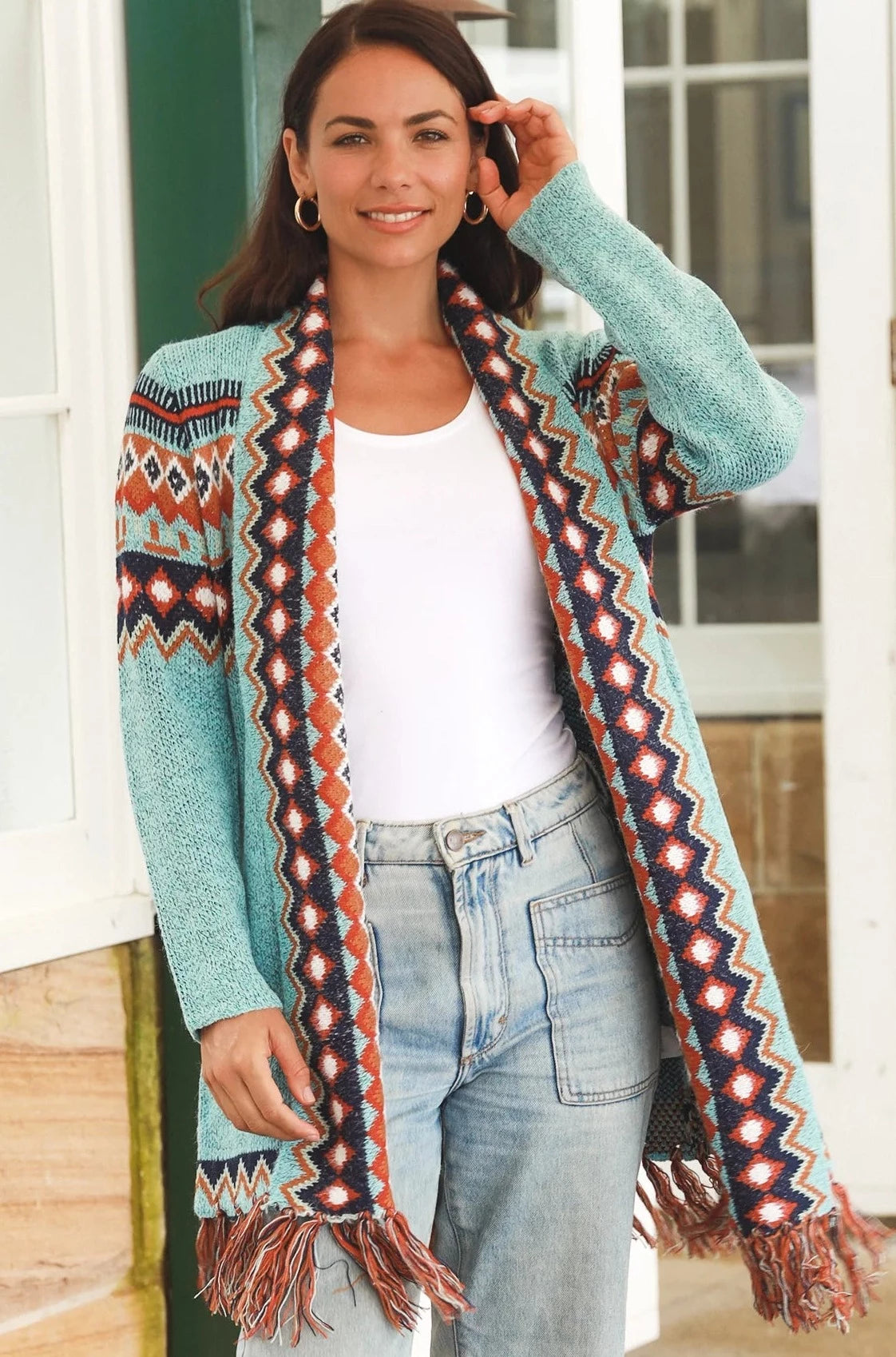 Boho knit cardigan best sale