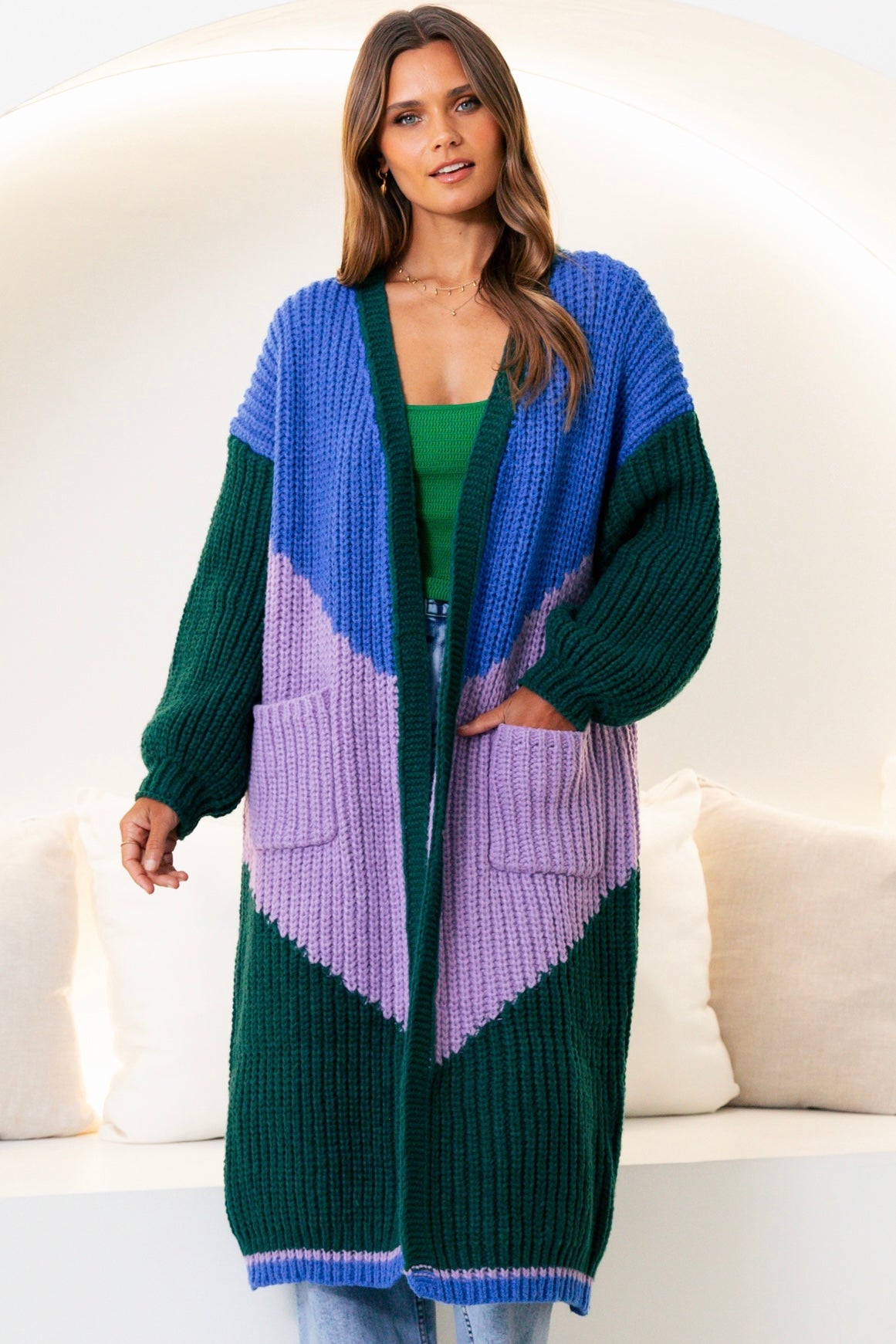 Green long cardigan on sale sweater