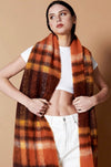 ANGELS WHISPER | CARAMEL CHECKERED FLUFFY SCARF | Bohemian Love Runway
