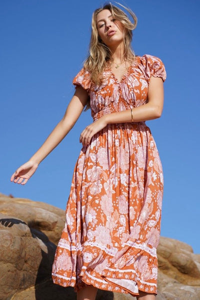 HONEY & STONE | PAPAYA FLORA MAXI DRESS | Bohemian Love Runway