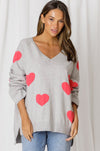 LOVE LILY THE LABEL | L'AMOUR LOVE HEART V-NECK HI-LOW KNIT - CLAY/ROUGE LL | Bohemian Love Runway